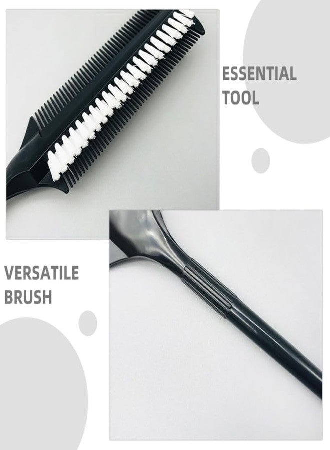minkissy 4pcs Black Smoothing and Sectioning Brush Set Double Sided Comb for Edge Teasing Parting and Ballroom Dancing Hair Styling - Image 4